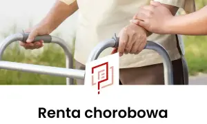 Osoba starsza z pomocą drugiej osoby porusza się przy użyciu chodzika. Temat: renta chorobowa.
