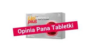 Opakowanie suplementu diety LipiForma plus, który jest lekiem na cholesterol. Zawiera 30 kapsułek.