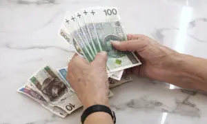 Dłonie liczą polskie banknoty. Zastanawiasz się, jaka emerytura z KRUS po 10 latach?