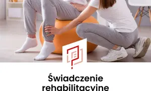 Fizjoterapeuta pomaga pacjentowi podczas ćwiczeń na piłce rehabilitacyjnej. To świadczenie rehabilitacyjne, które wspiera powrót do zdrowia.