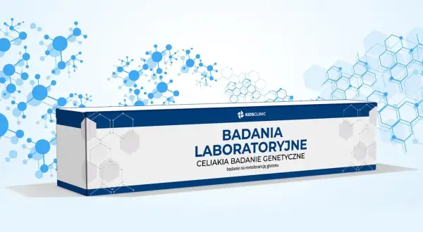 Opakowanie z napisem "Badania laboratoryjne celiakia badania genetyczne". Idealne do diagnostyki celiakii.