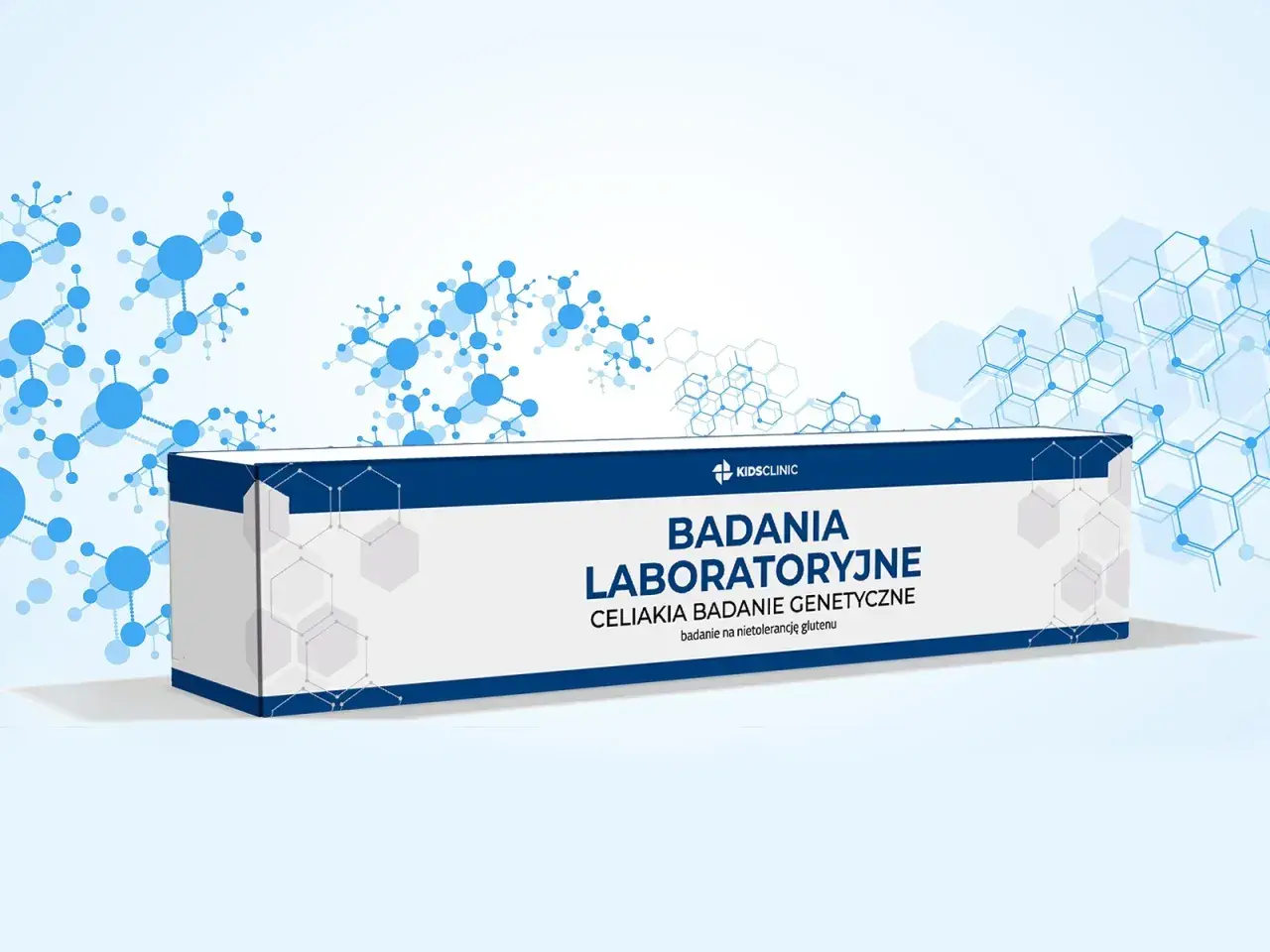Opakowanie z napisem "Badania laboratoryjne celiakia badania genetyczne". Idealne do diagnostyki celiakii.